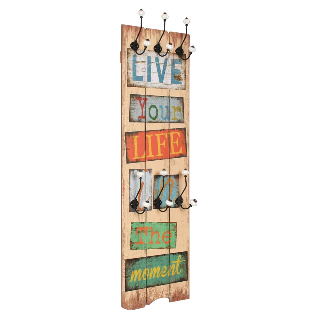 Wandgarderobe Mit 6 Haken 120 X 40 Cm &quot;Live Life&quot; - Fuer Daheim