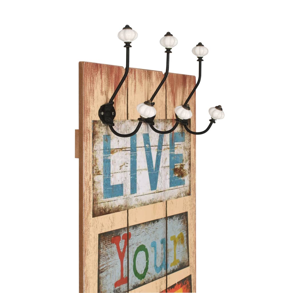 Wandgarderobe Mit 6 Haken 120 X 40 Cm &quot;Live Life&quot; - Fuer Daheim