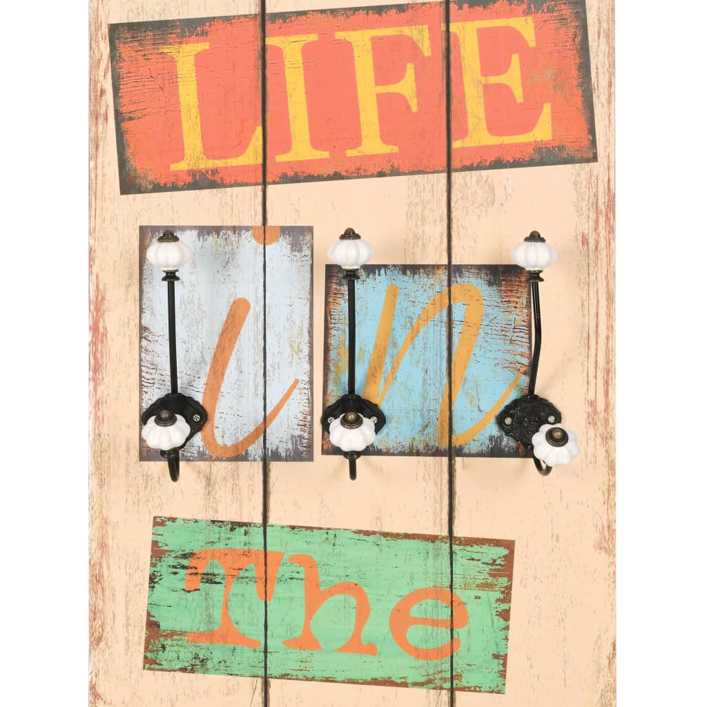 Wandgarderobe Mit 6 Haken 120 X 40 Cm &quot;Live Life&quot; - Fuer Daheim