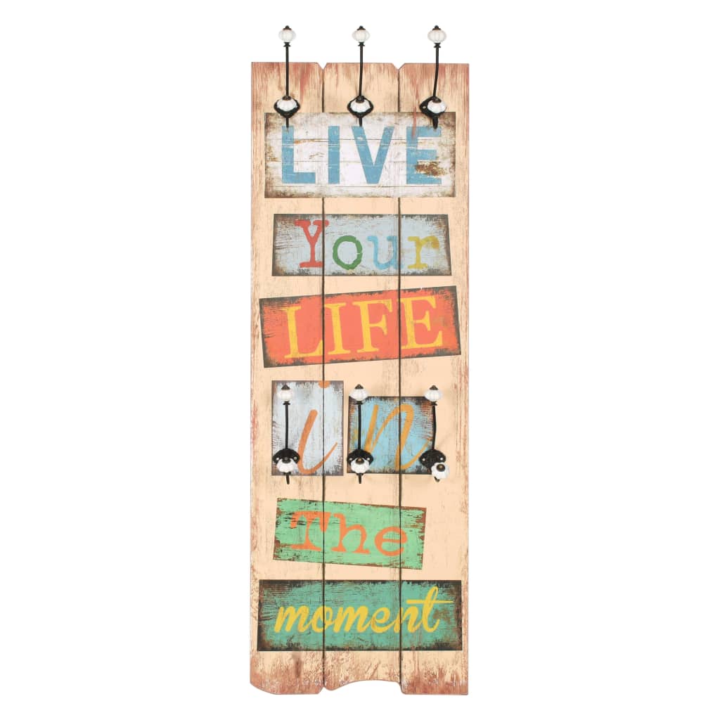 Wandgarderobe Mit 6 Haken 120 X 40 Cm &quot;Live Life&quot; - Fuer Daheim