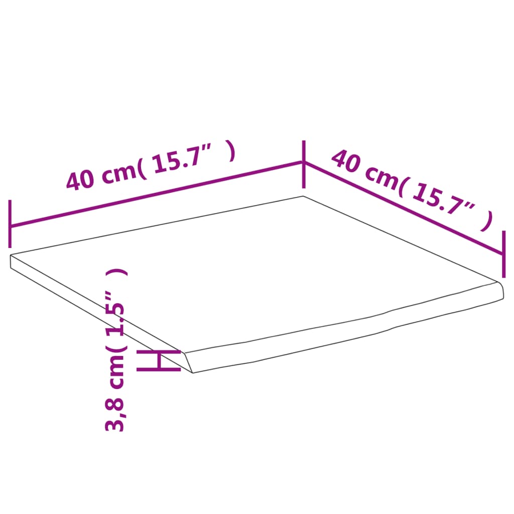 Wandregal 40X40X3,8 Cm Quadratisch Massivholz Akazie Baumkante - Fuer Daheim