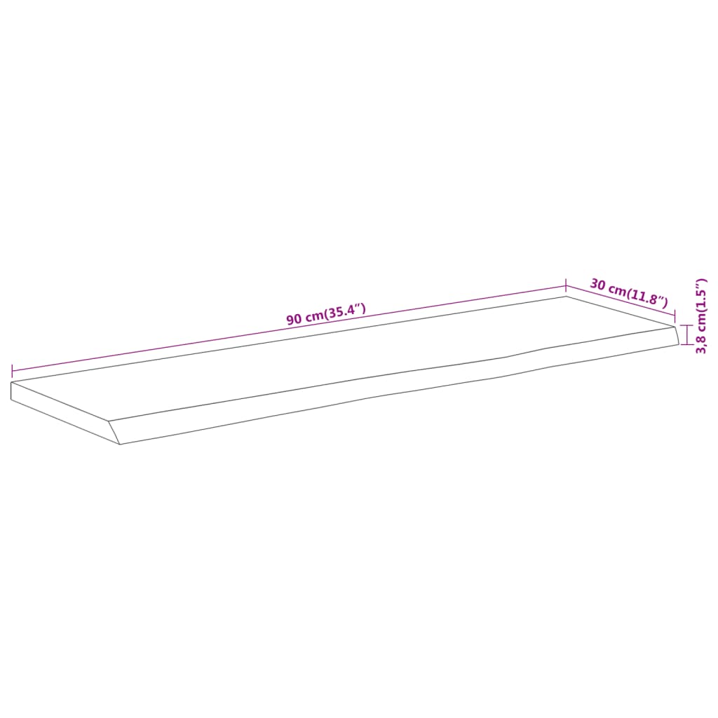 Wandregal 90X30X3,8 Cm Rechteckig Massivholz Akazie Baumkante Anthrazit - Fuer Daheim