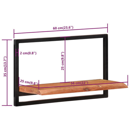 Wandregale 2 Stk. 60X25X35 Cm Massivholz Akazie Und Stahl 60 x 25 x 35 cm - Fuer Daheim