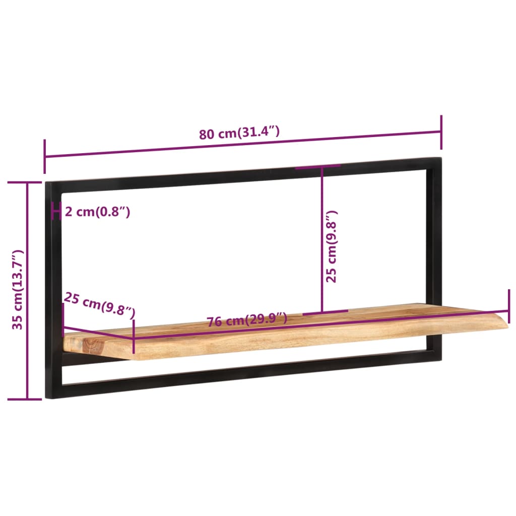 Wandregale 2 Stk. 80X25X35 Cm Massivholz Akazie Und Stahl 80 x 25 x 35 cm - Fuer Daheim