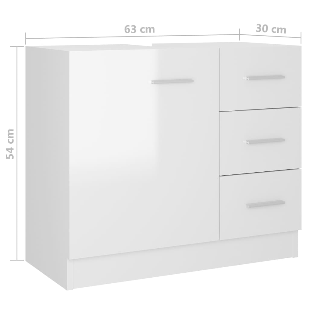 Waschbeckenunterschrank Hochglanz-Weiß 63X30X54 Cm Spanplatte - Fuer Daheim