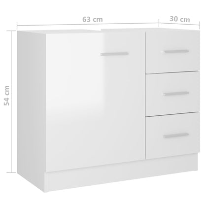 Waschbeckenunterschrank Hochglanz-Weiß 63X30X54 Cm Spanplatte - Fuer Daheim