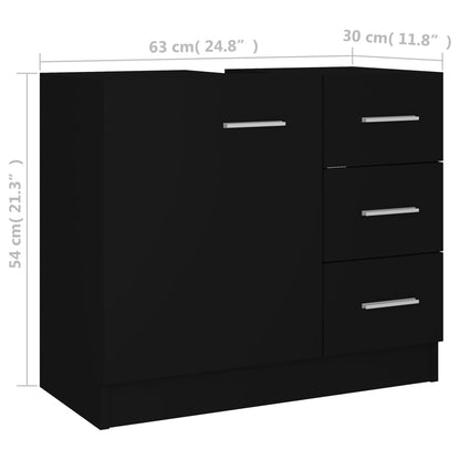 Waschbeckenunterschrank Schwarz 63X30X54 Cm Holzwerkstoff - Fuer Daheim