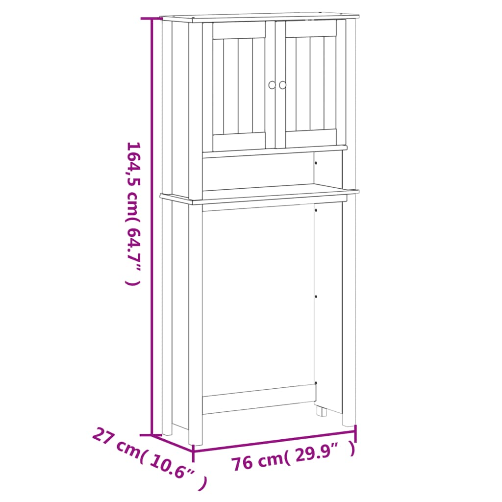 Waschmaschinenschrank Berg Schwarz 76X27X164,5 Cm Massivholz 76 x 27 x 164.5 cm - Fuer Daheim