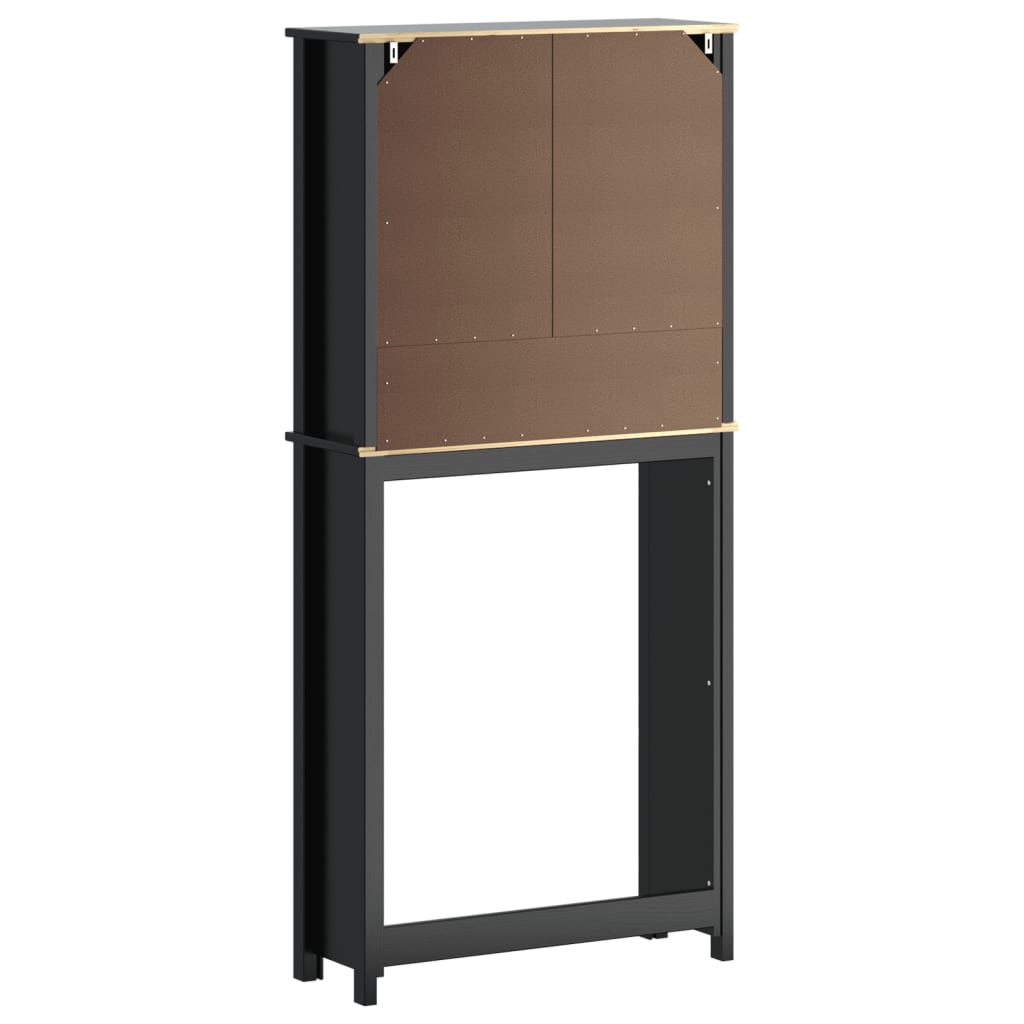 Waschmaschinenschrank Berg Schwarz 76X27X164,5 Cm Massivholz 76 x 27 x 164.5 cm - Fuer Daheim