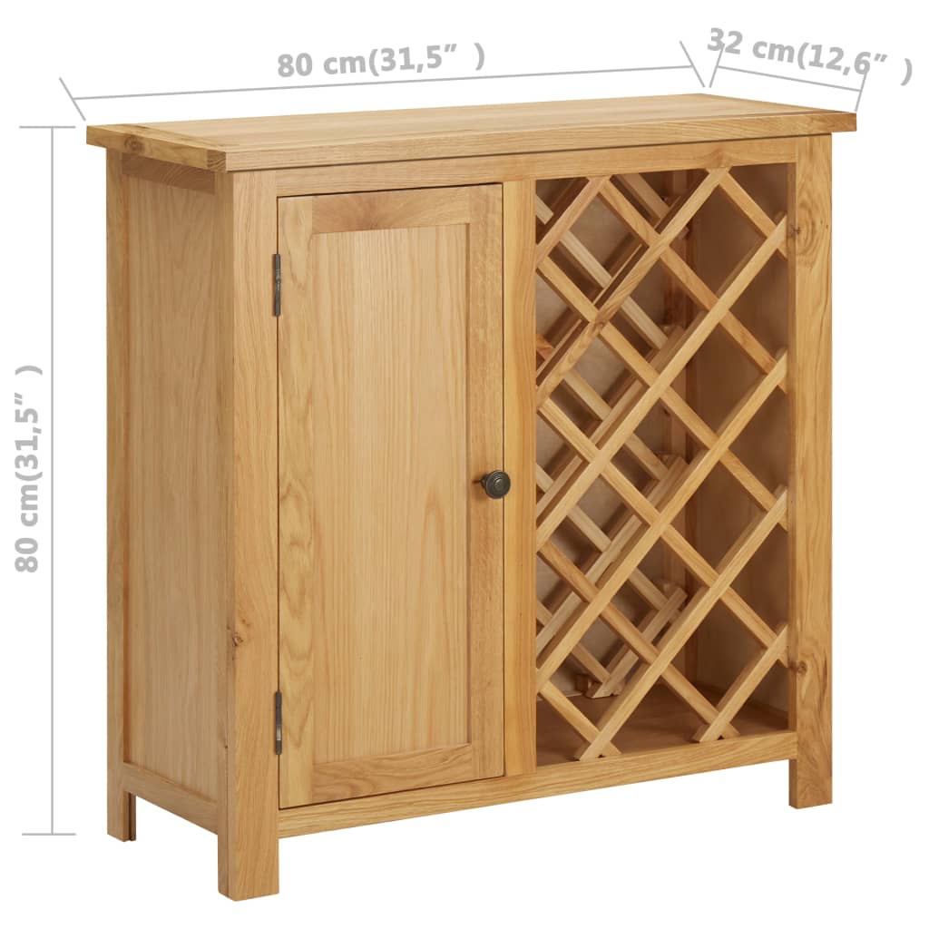 Weinschrank Für 11 Flaschen 80 X 32 X 80 Cm Eiche Massivholz Braun - Fuer Daheim