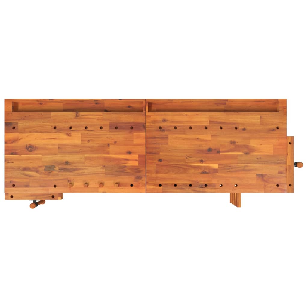 Werkbank Mit Schubladen Schraubstöcken 192X62X83 Cm Akazienholz mit Schrank - Fuer Daheim