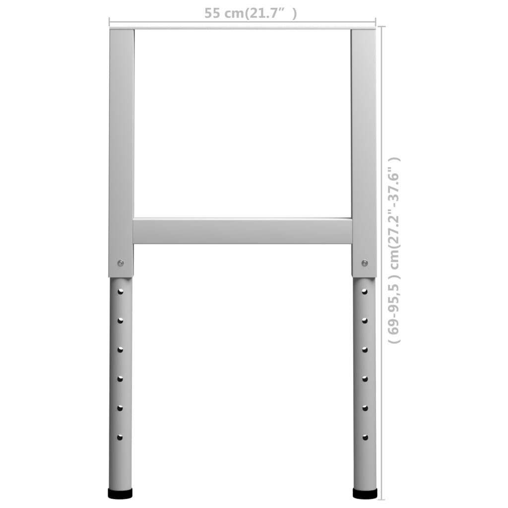 Werkbankgestell Verstellbar 2 Stk. Metall 55X(69-95,5) Cm Grau 55 x 95.5 cm - Fuer Daheim