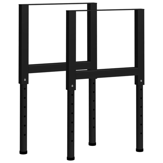 Werkbankgestell Verstellbar 2 Stk. Metall 55X(69-95,5) Cm Schwarz 55 x 95.5 cm - Fuer Daheim