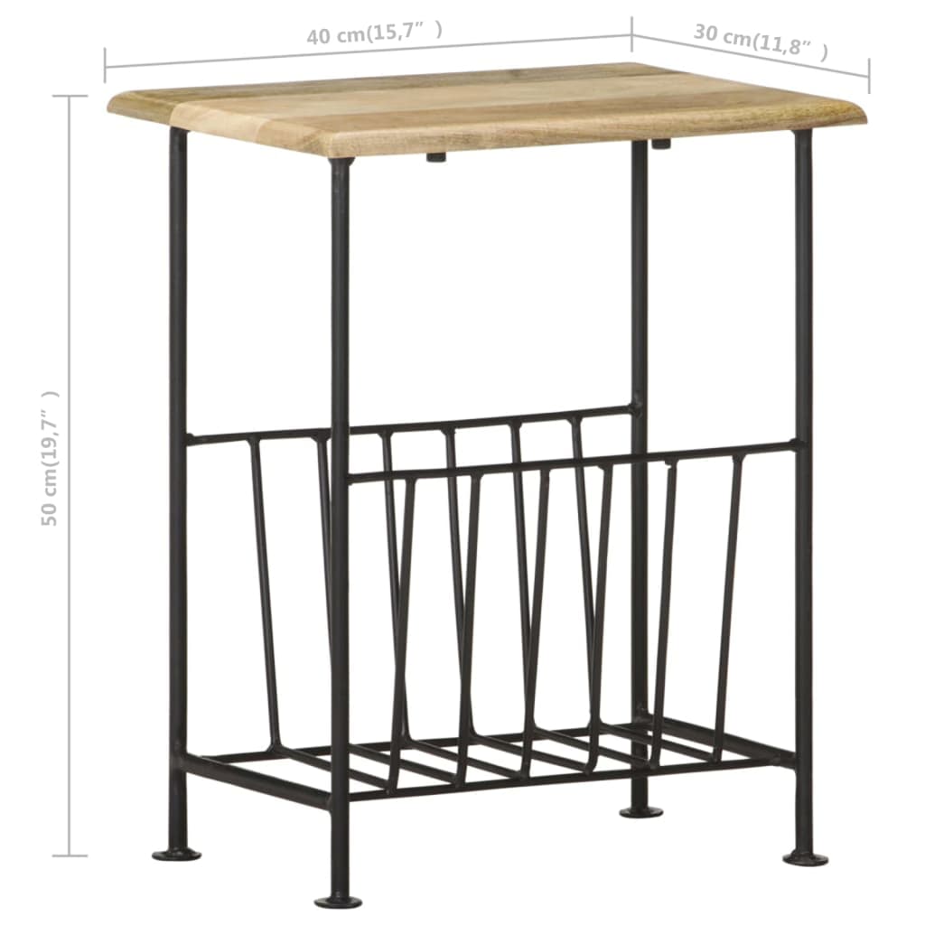 Zeitschriftenständer 40 X 30 X 50 Cm Massivholz Mango Und Stahl - Fuer Daheim